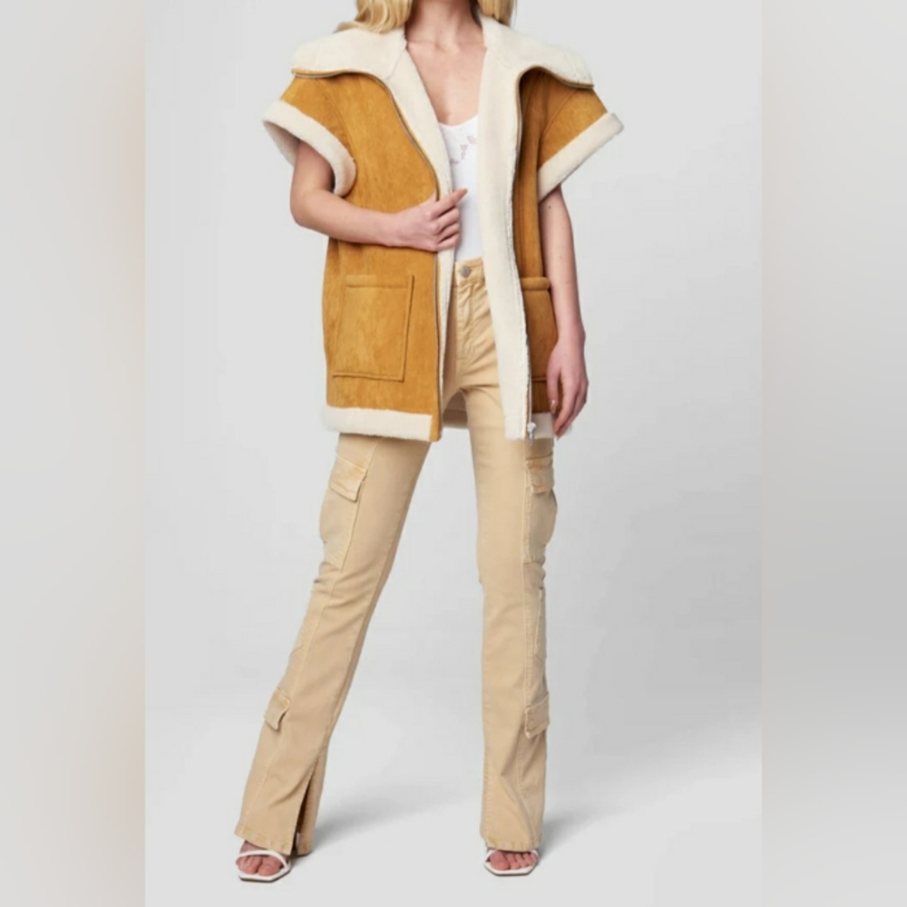 BLANKNYC Biscotti Faux Suede Oversized Collar Vest Women's Size- Small